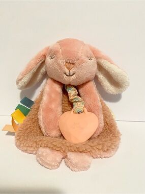 Itzy Ritzy Lovey Pink Bunny Plush Lovey Silicone Teether Baby Security Toy